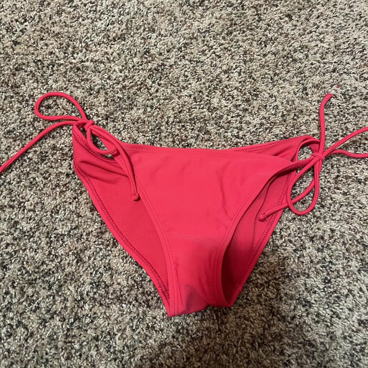 red tie side bikini bottom size small (3-6) - Depop