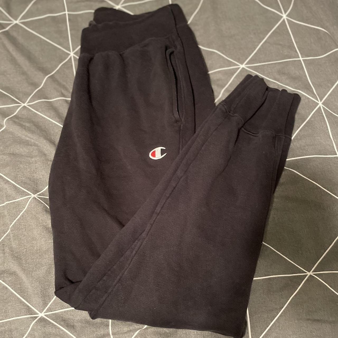 Champion Men's Black and White Joggers-tracksuits | Depop