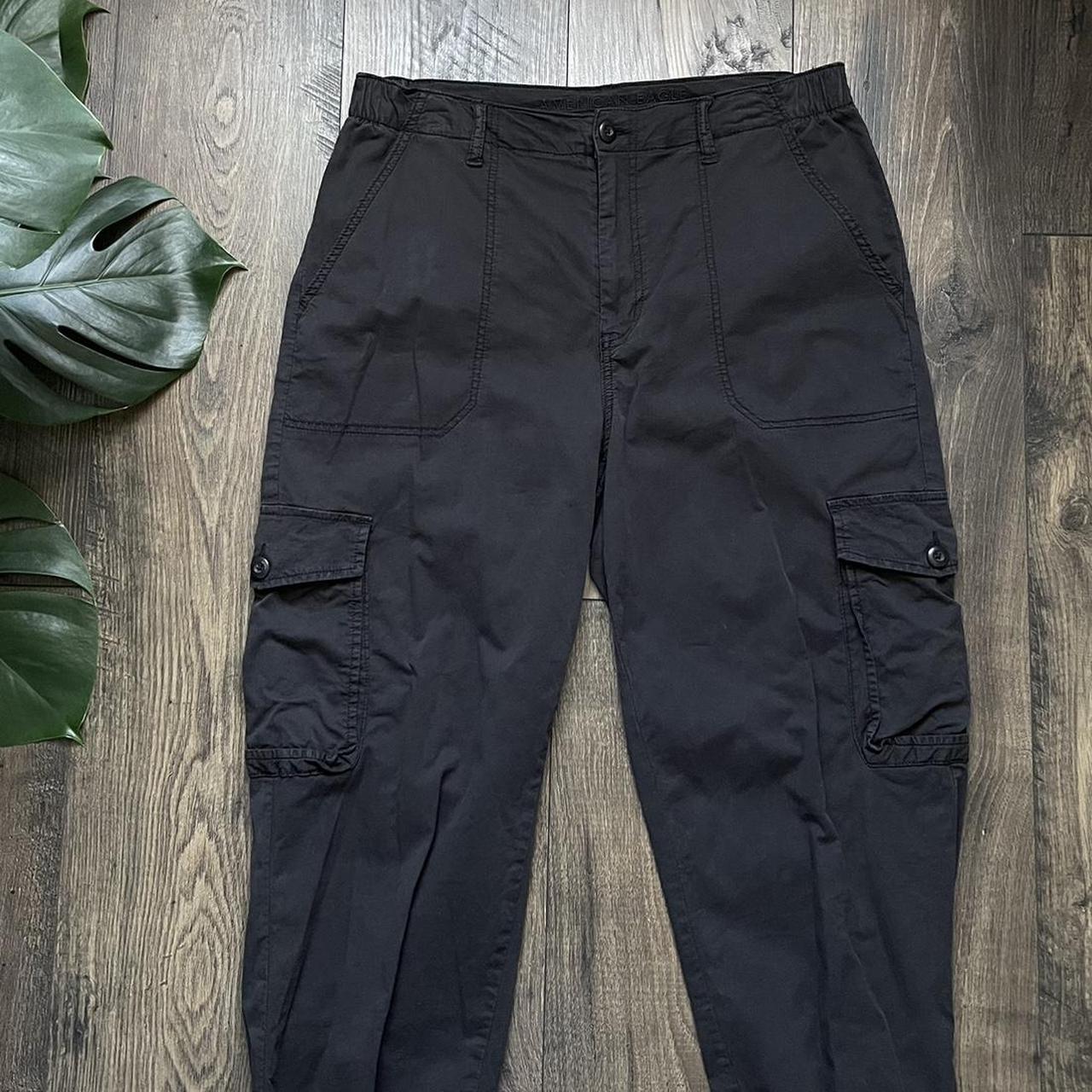 american eagle black jogger cargo pants very... - Depop