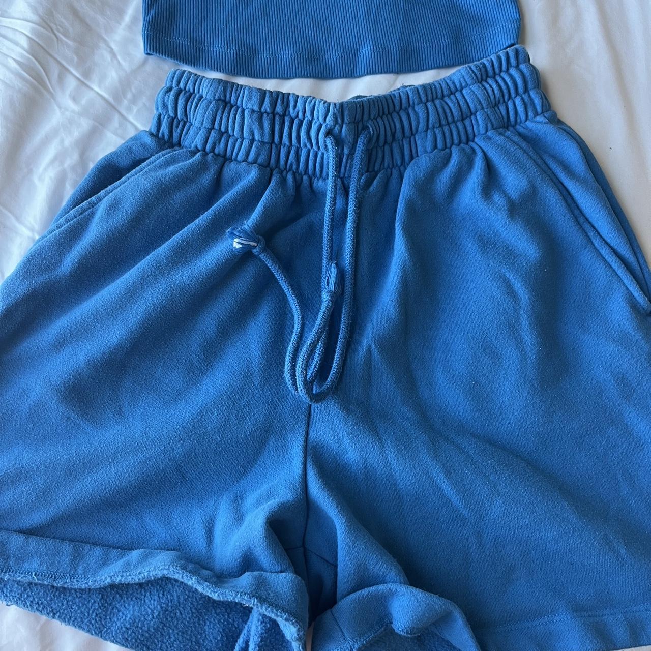 Blue loungewear set shorts and cami - Depop