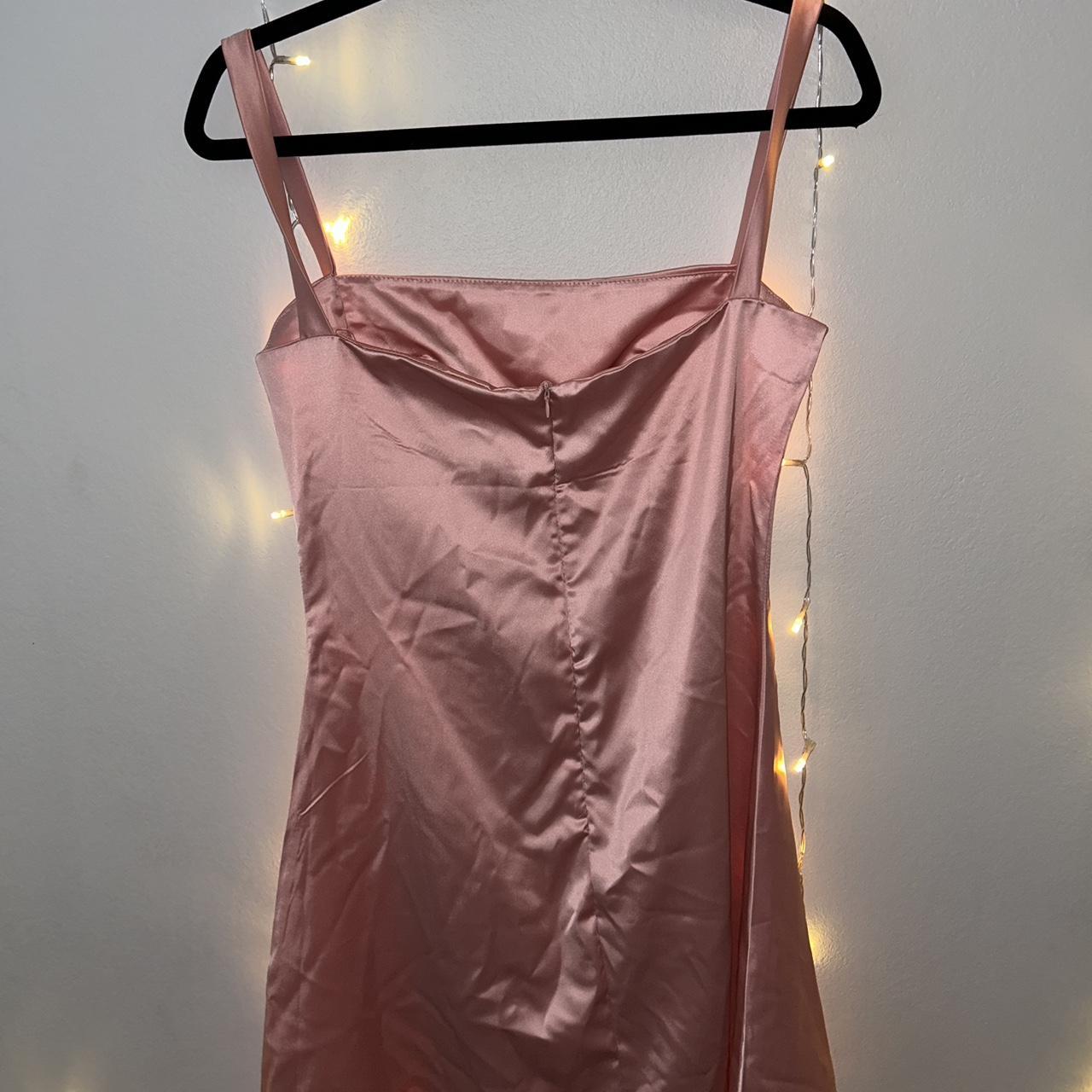 Amazon pink dress trendy never worn silky... Depop