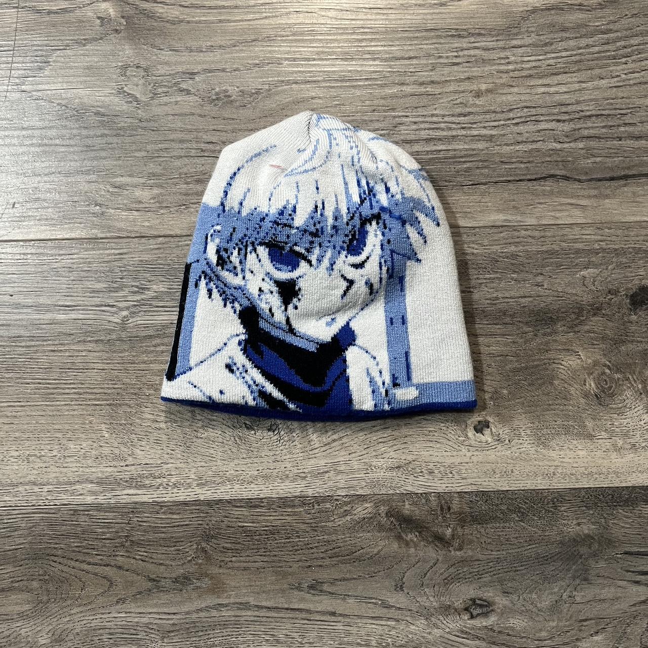 Killua Beanie -Cotton -Blue/white -Inside is fully... - Depop