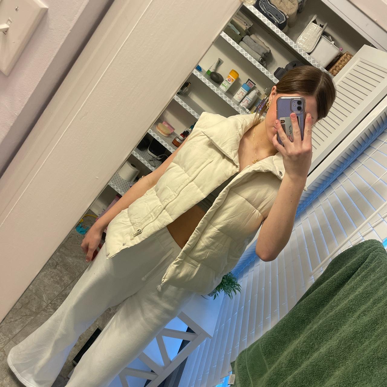 Cream puffer vest! So soft and warm! #preppy... - Depop