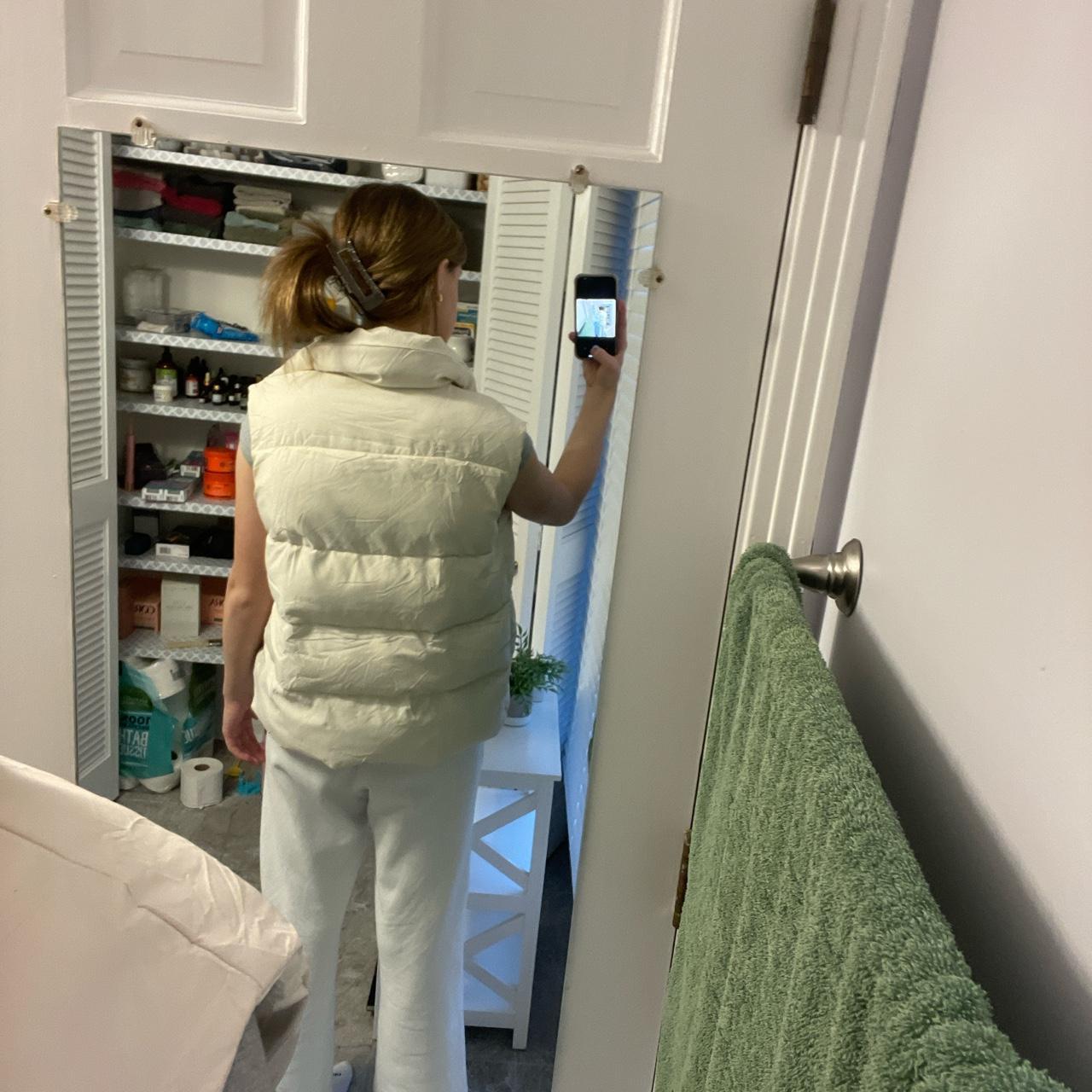 Cream puffer vest! So soft and warm! #preppy... - Depop
