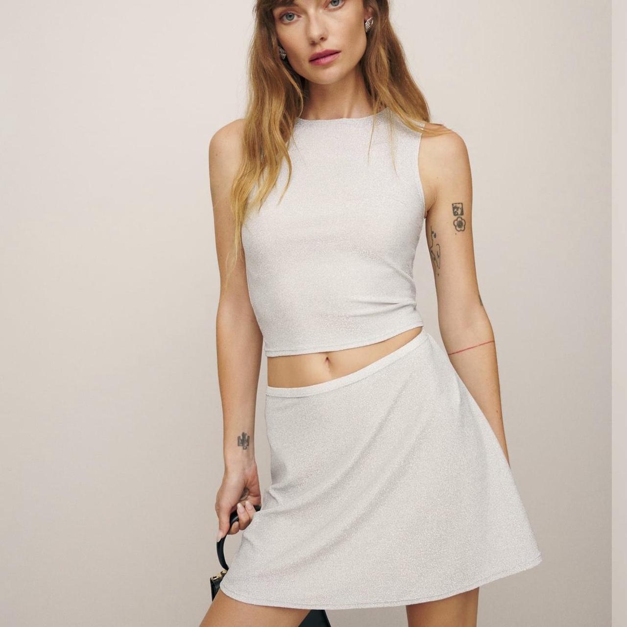 BNWT Reformation Andres set in Silver Sparkle size | Depop