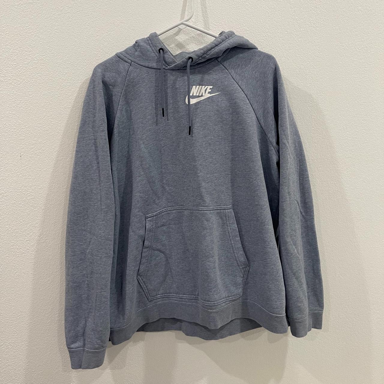 Nike Women's Grey and Blue Hoodie Depop