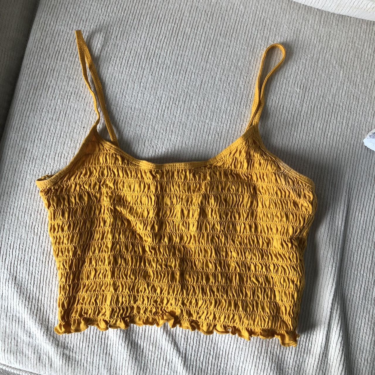 H&M Women's Yellow Crop-top | Depop