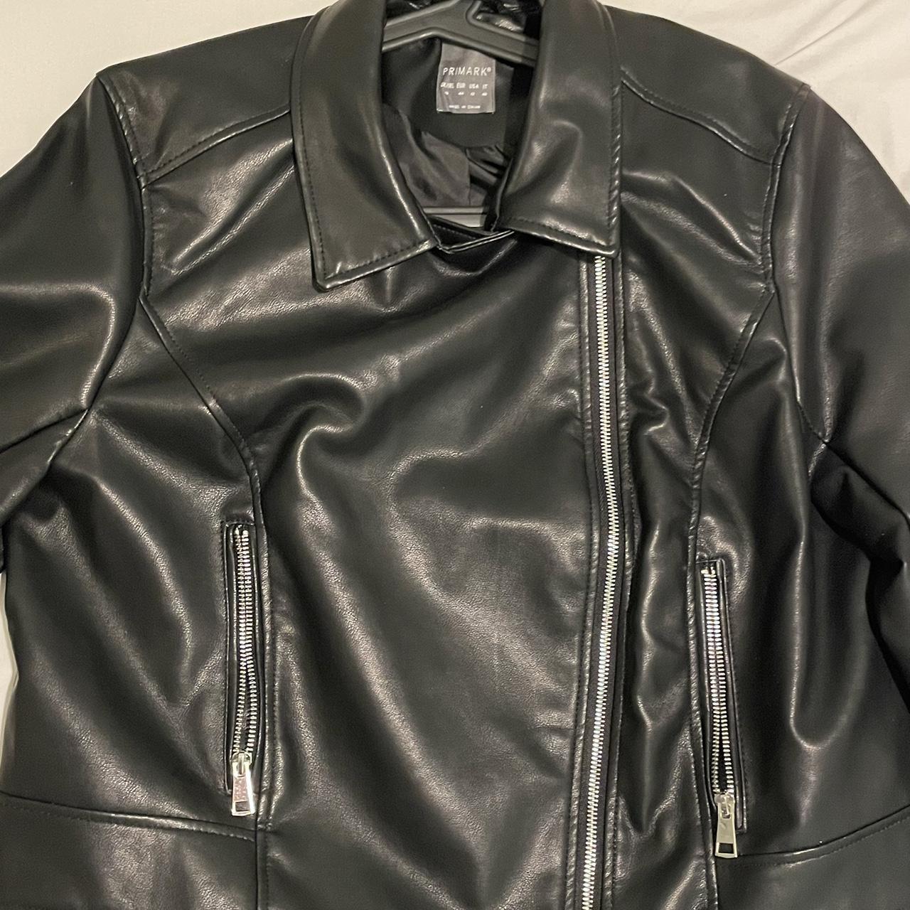 Black Faux Leather Jacket Size 16 but will fit lots... - Depop