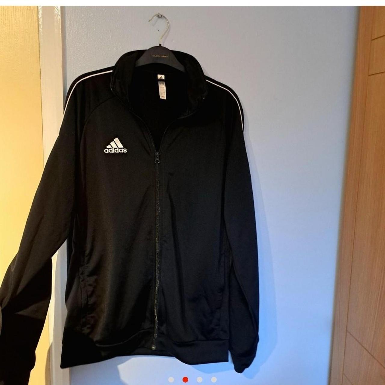 Black and white Adidas track jacket. Warm up jacket.... - Depop