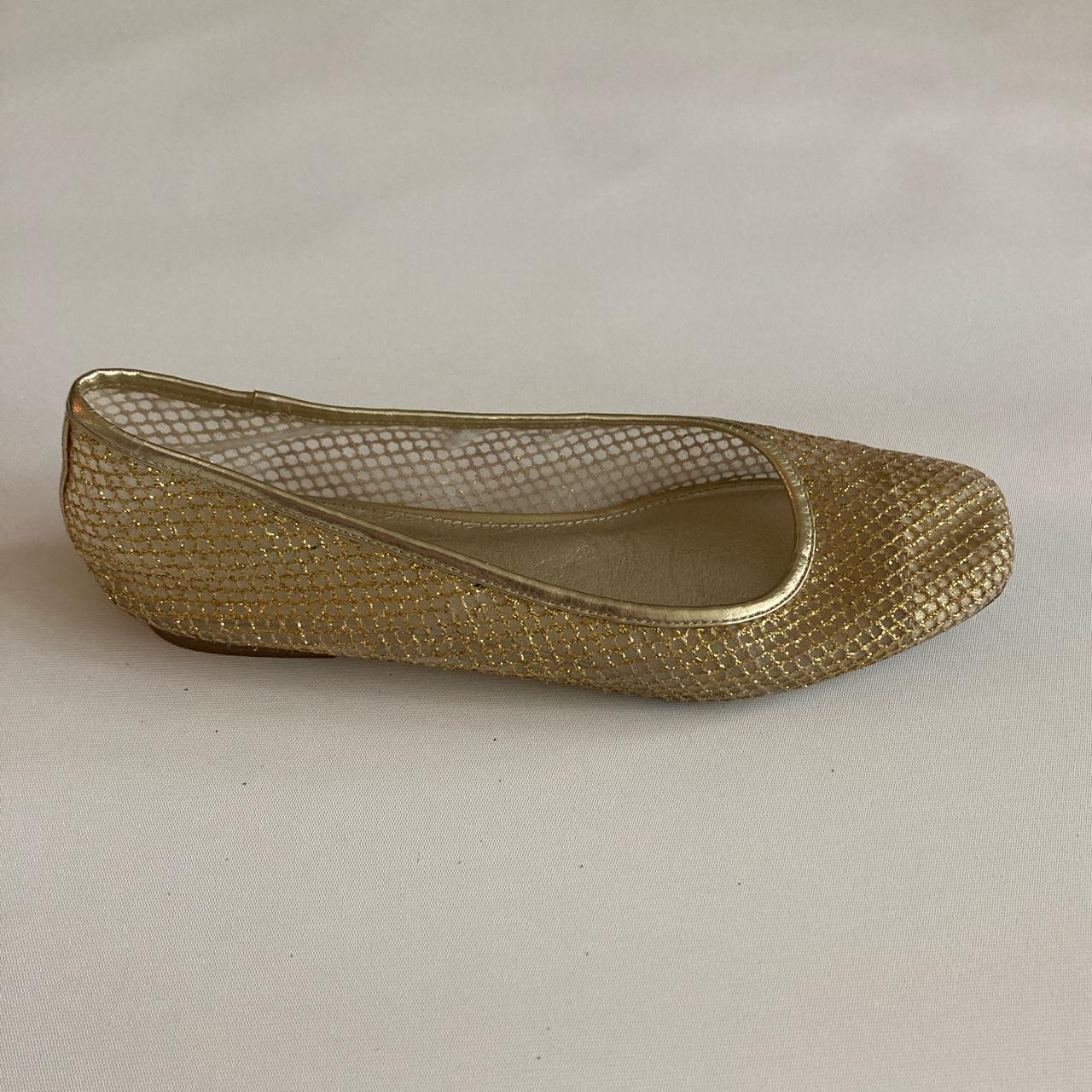 Papell Boutique gold glitter mesh ballet flats USA Depop