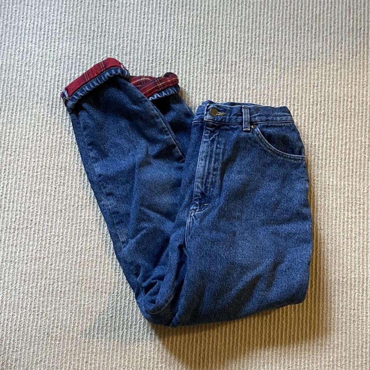 LL Bean Flannel Jeans Thick flannel lined jeans Depop