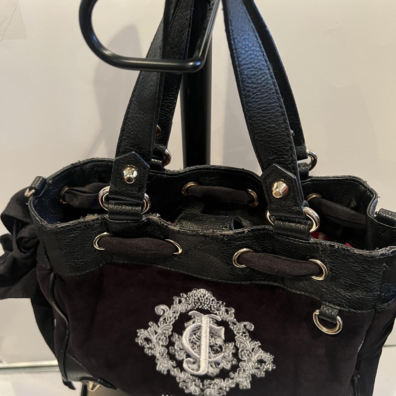Black Juicy Couture Purse Tote Vintage Daydreamer Bag Velour Y2K Preloved