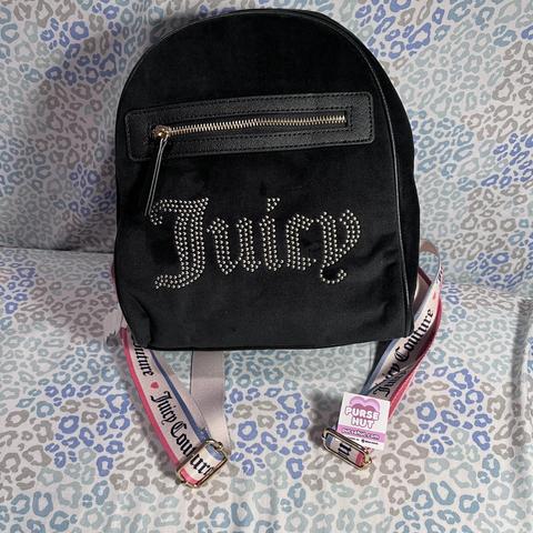 Stylish Black Velour Juicy Couture Backpack