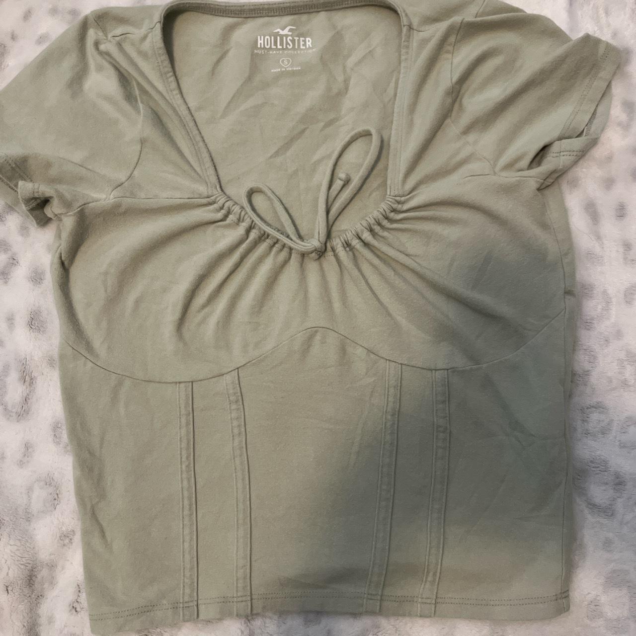 Hollister green seamed cinch top more of a light... - Depop