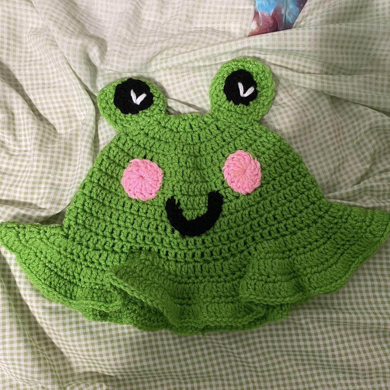 froggie crochet bucket hat handmade shipping... Depop