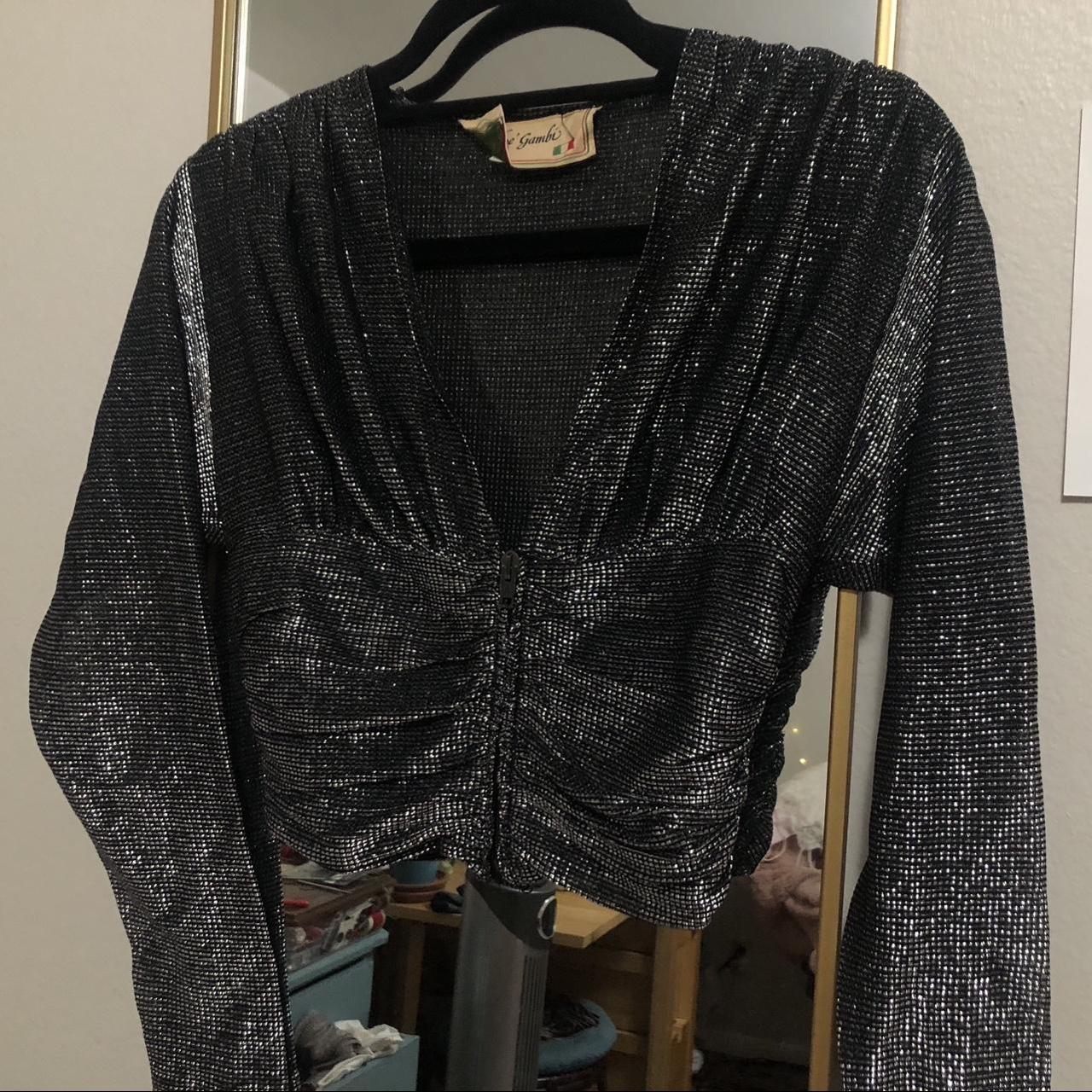 Vintage 70s Le’ Gambi Metallic Disco Top Size XS/S,... - Depop