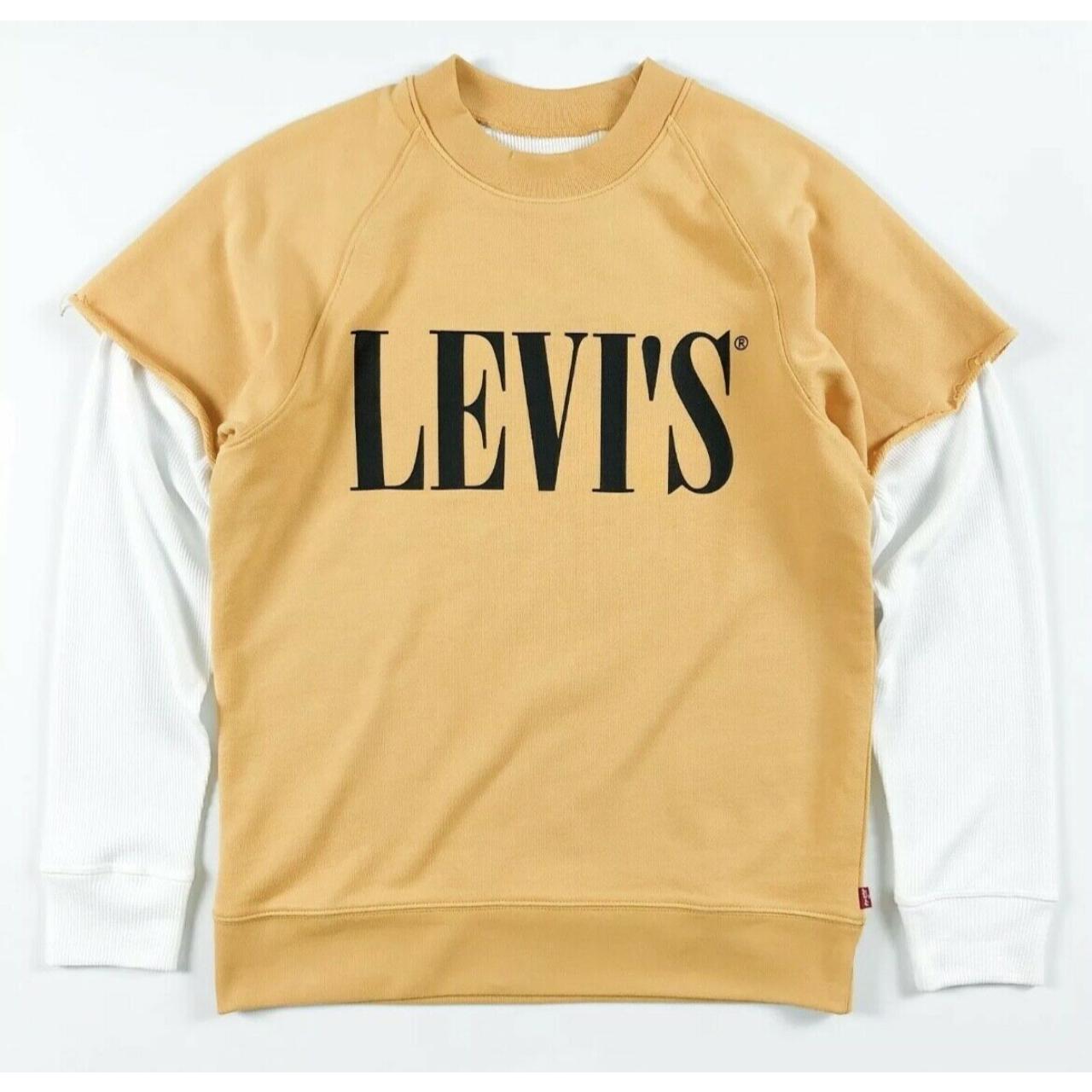 Levi's Men's Black and Yellow Jumper Depop