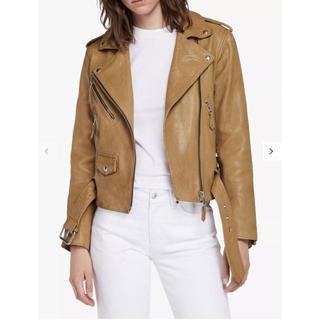 All Saints Sarana Leather Biker Jacket Mustard. Depop