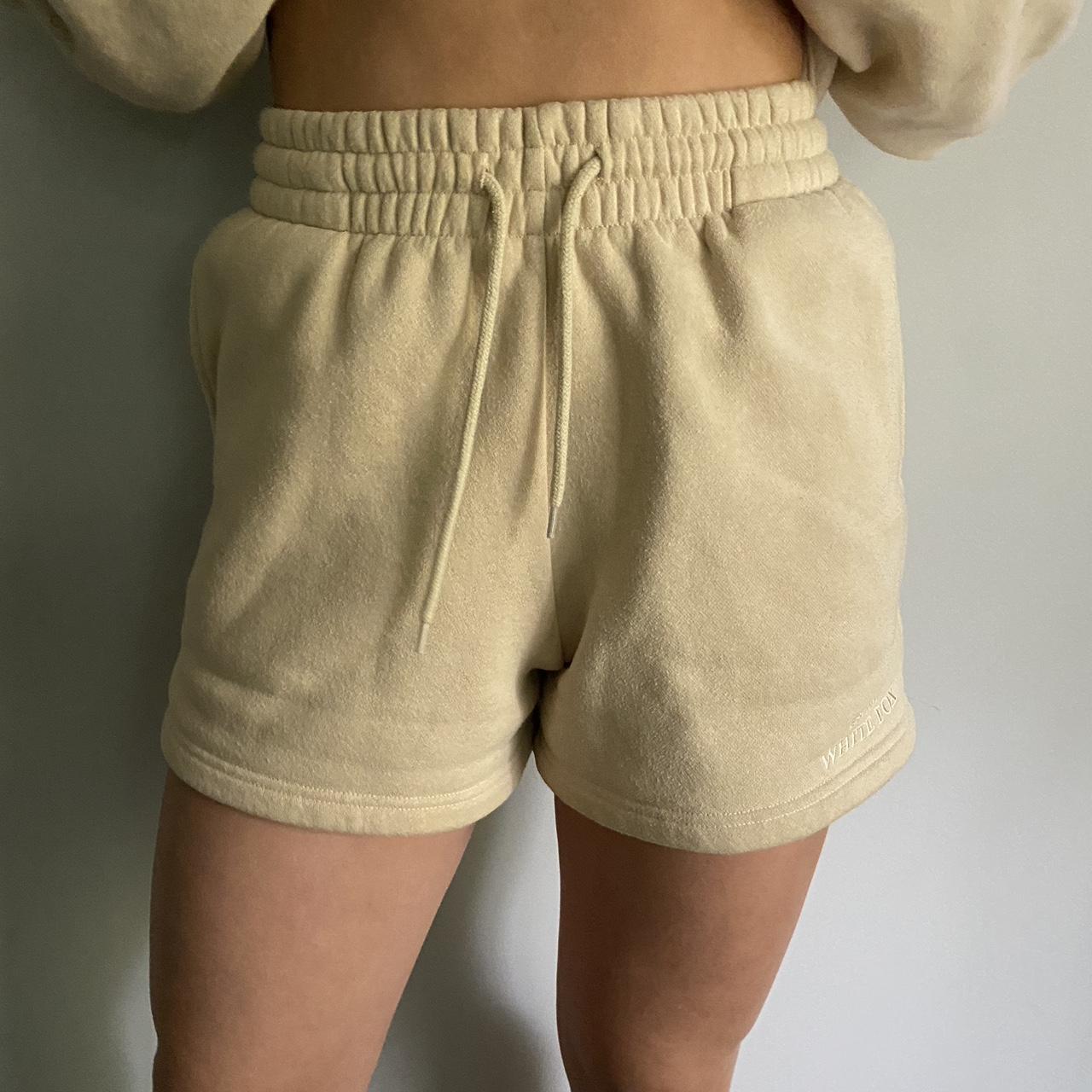 selling a nude white fox tracksuit lounge shorts. Depop