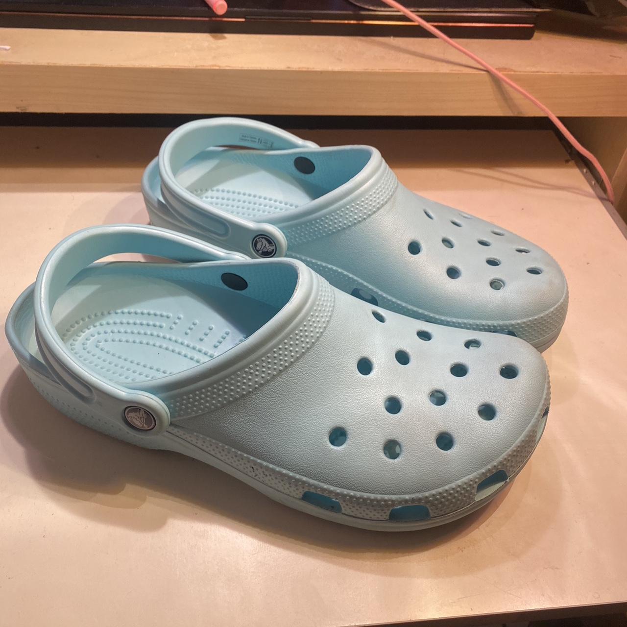 Light Blue Crocs Clogs Size 11 Men S 9s Depop   P0 