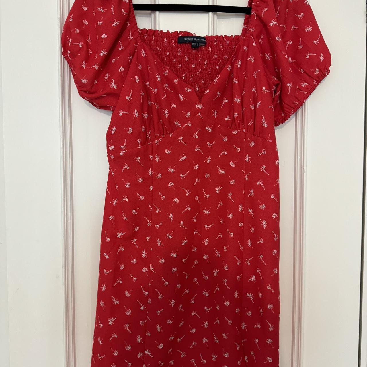 French connection palm tree red summer mini dress,...