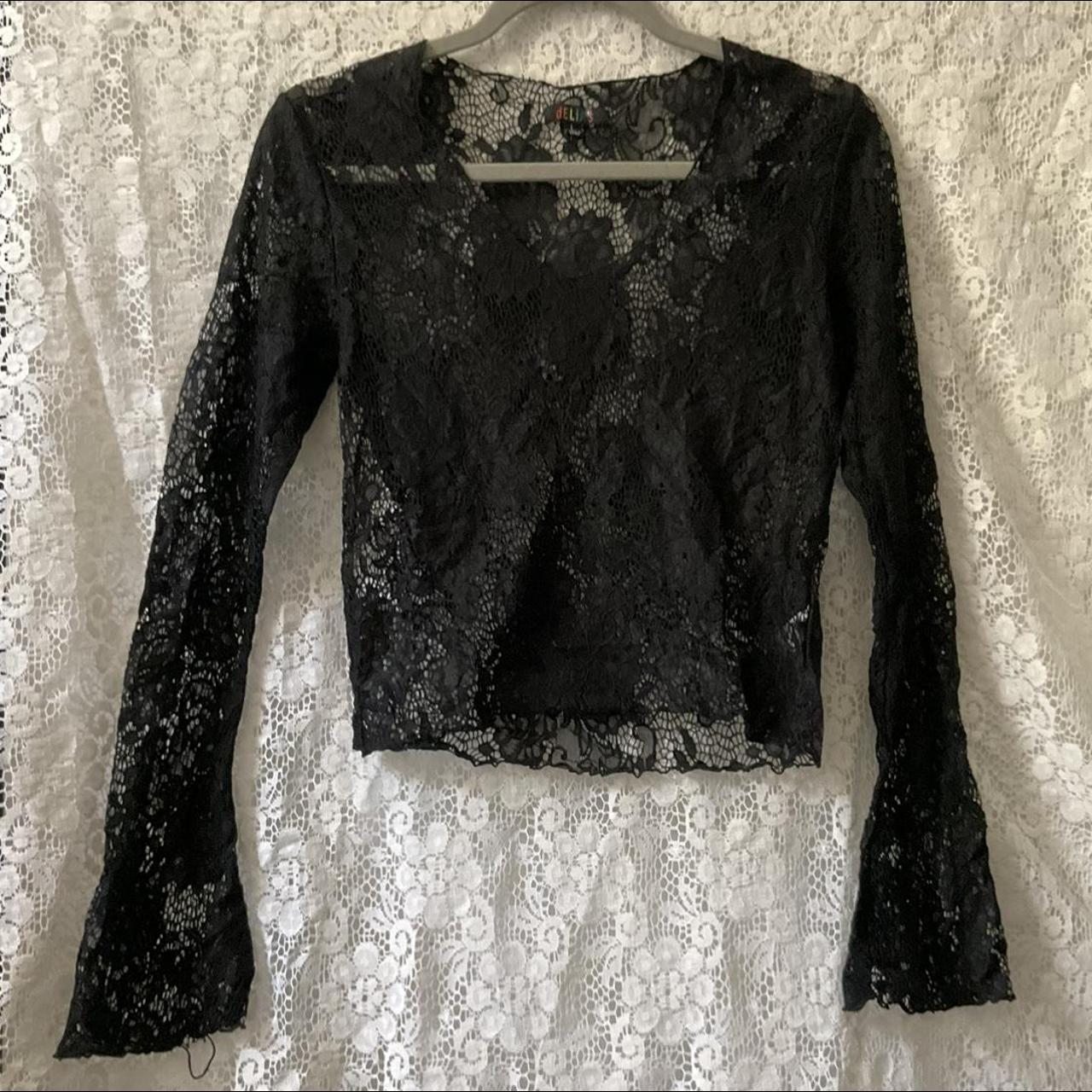 Delia’s lace long sleeve top slight flared... - Depop