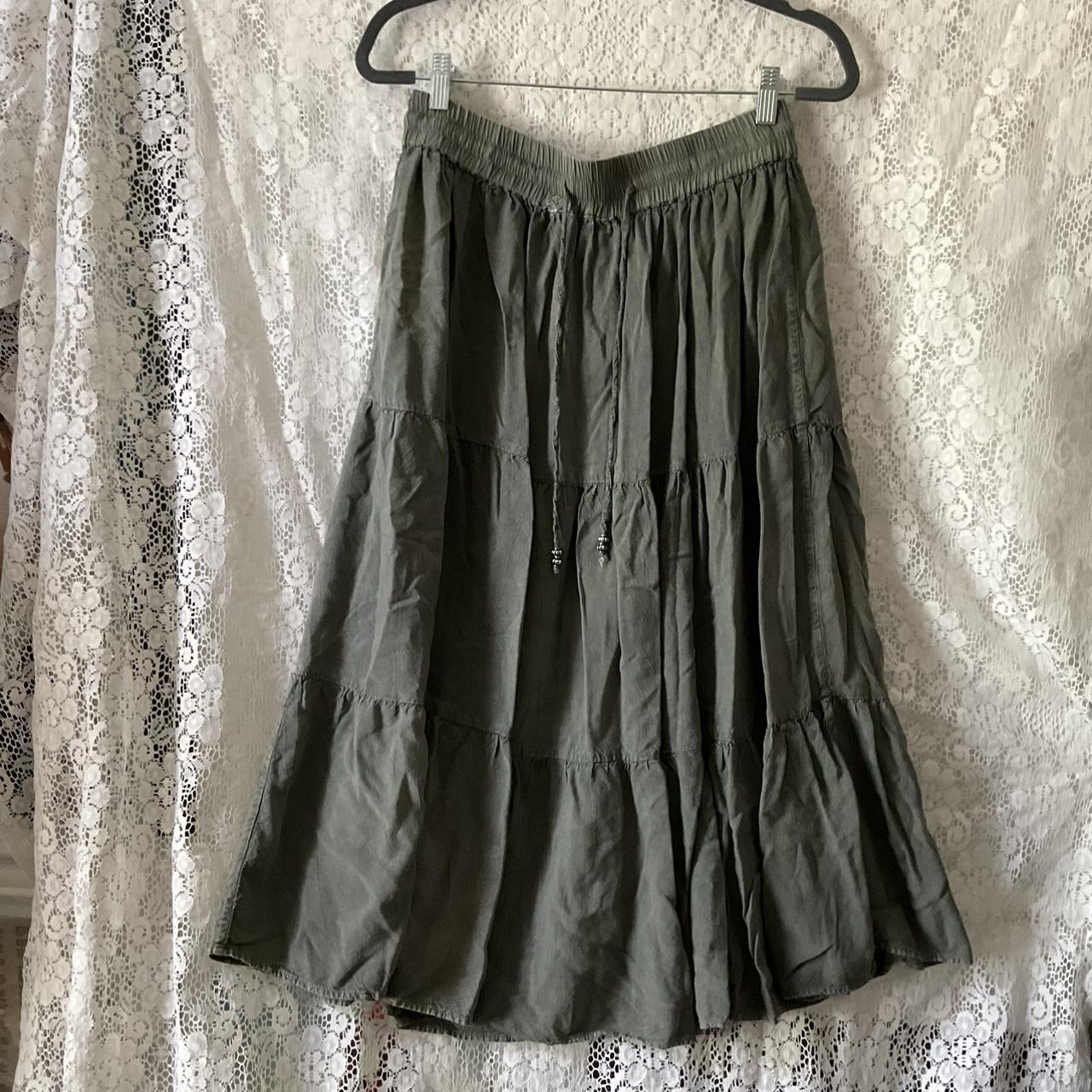 beautiful dark green flowy fairy skirt super... - Depop