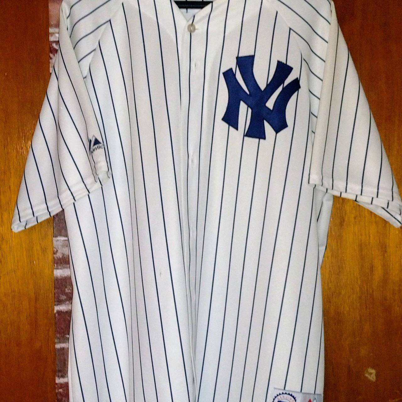 Vintage Majestic New York Yankees Mesh Jersey White - Depop