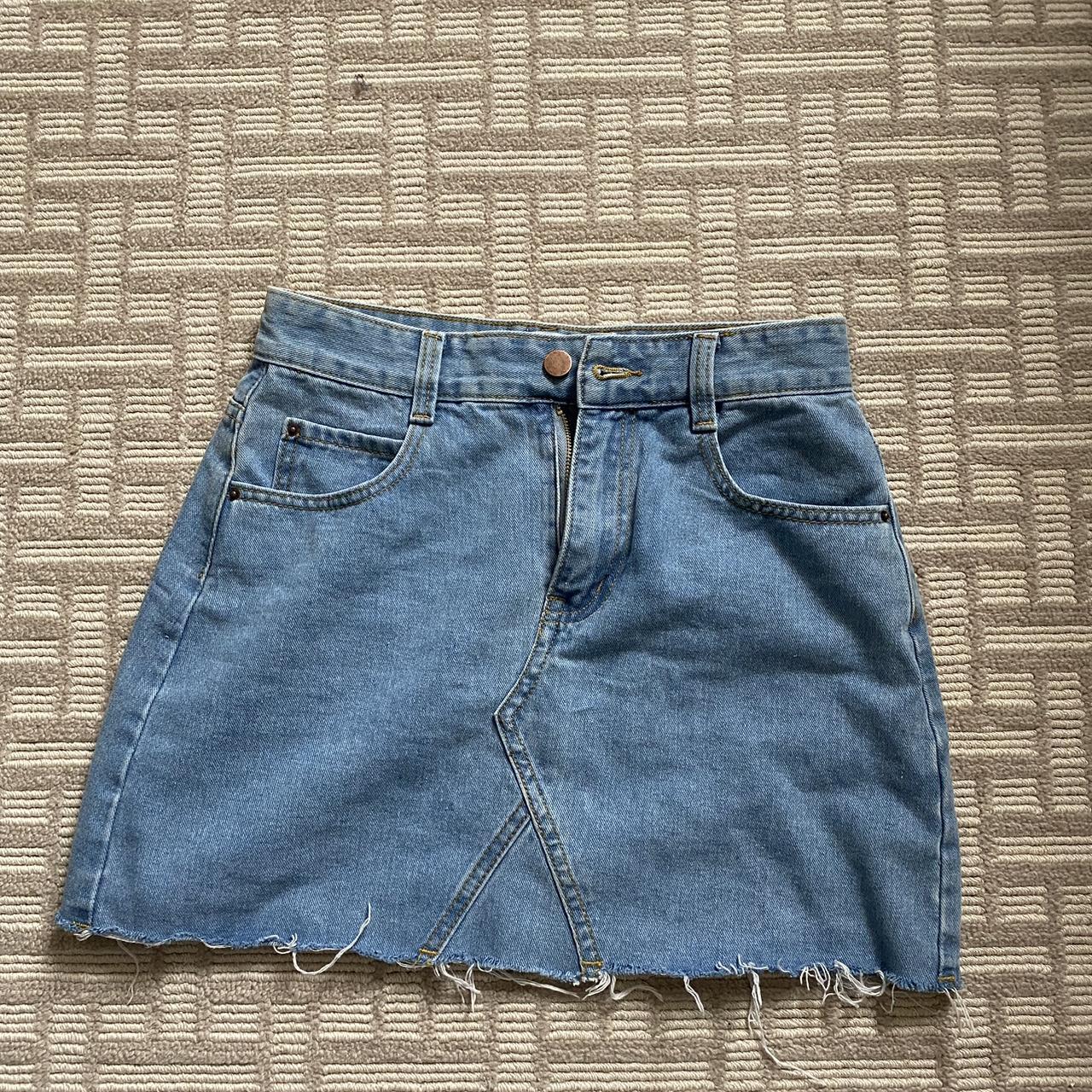 Princess Polly Jean skirt size 2. Worn once. - Depop