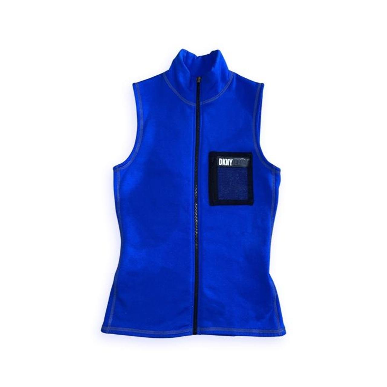 DKNY neoprene gilet with zip up front mesh logo... Depop