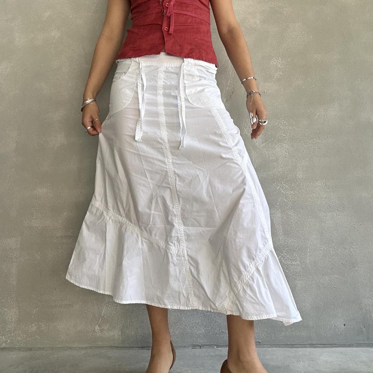 archive 90s asymmetric maxi skirt white utility. Depop