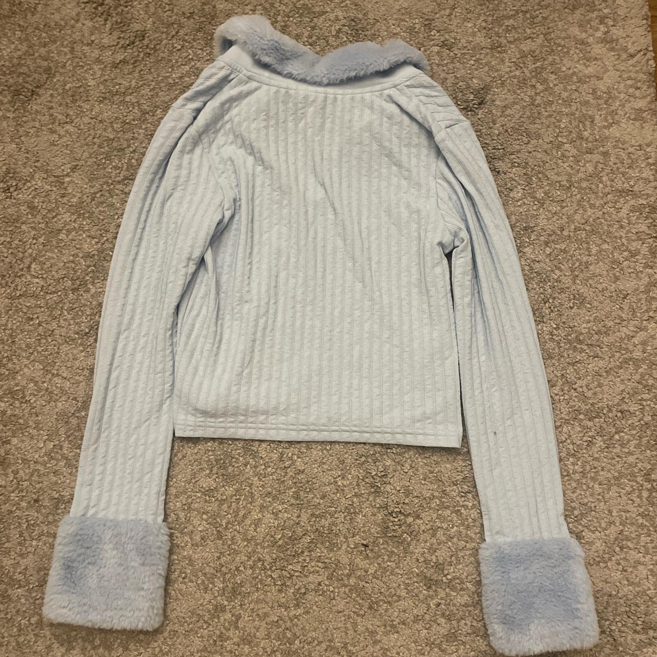 baby blue fuzzy jacket // top pls only use depop... Depop