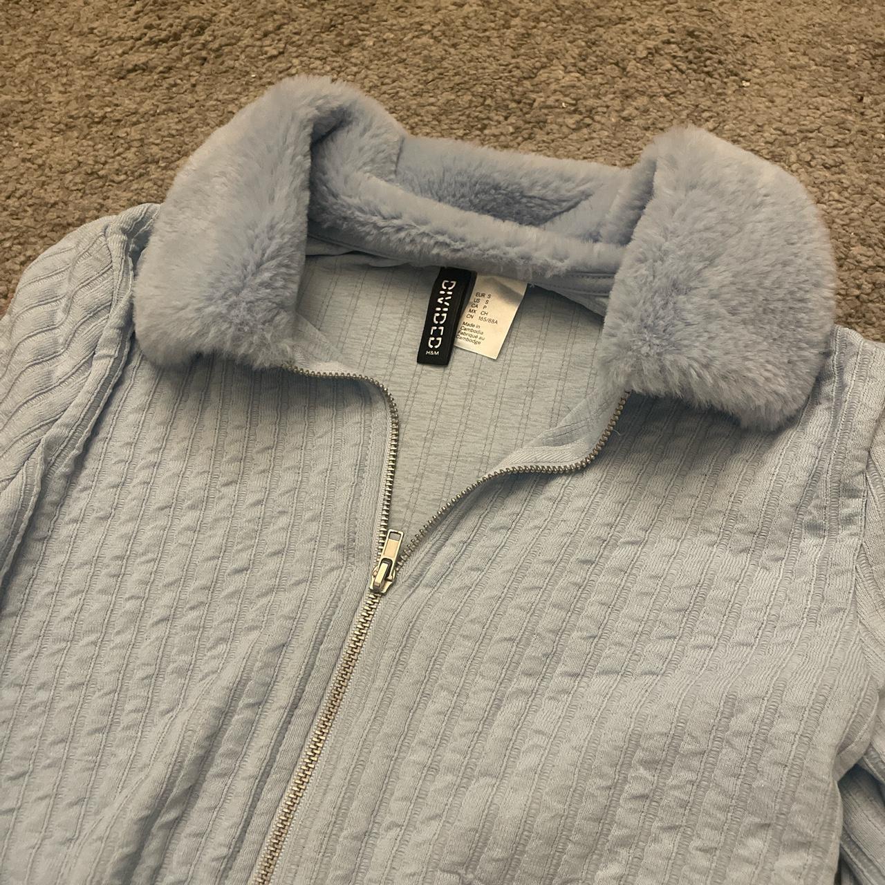 baby blue fuzzy jacket // top pls only use depop... Depop