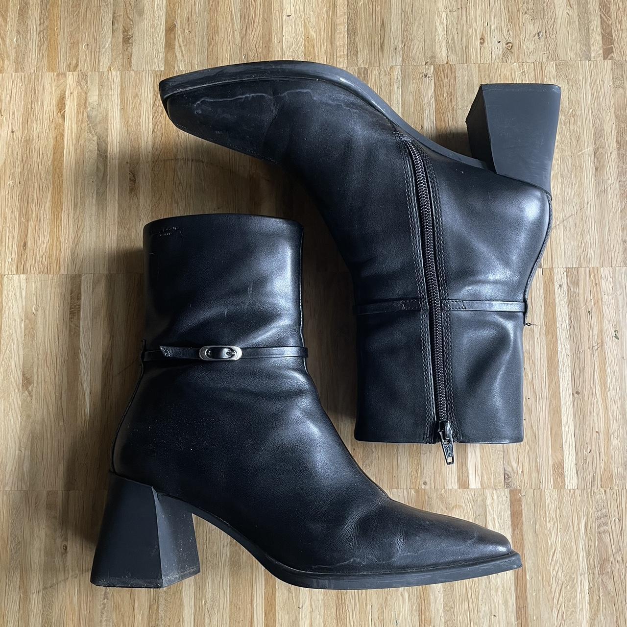 Vagabond square toe heeled boot Chunky heel boot... - Depop