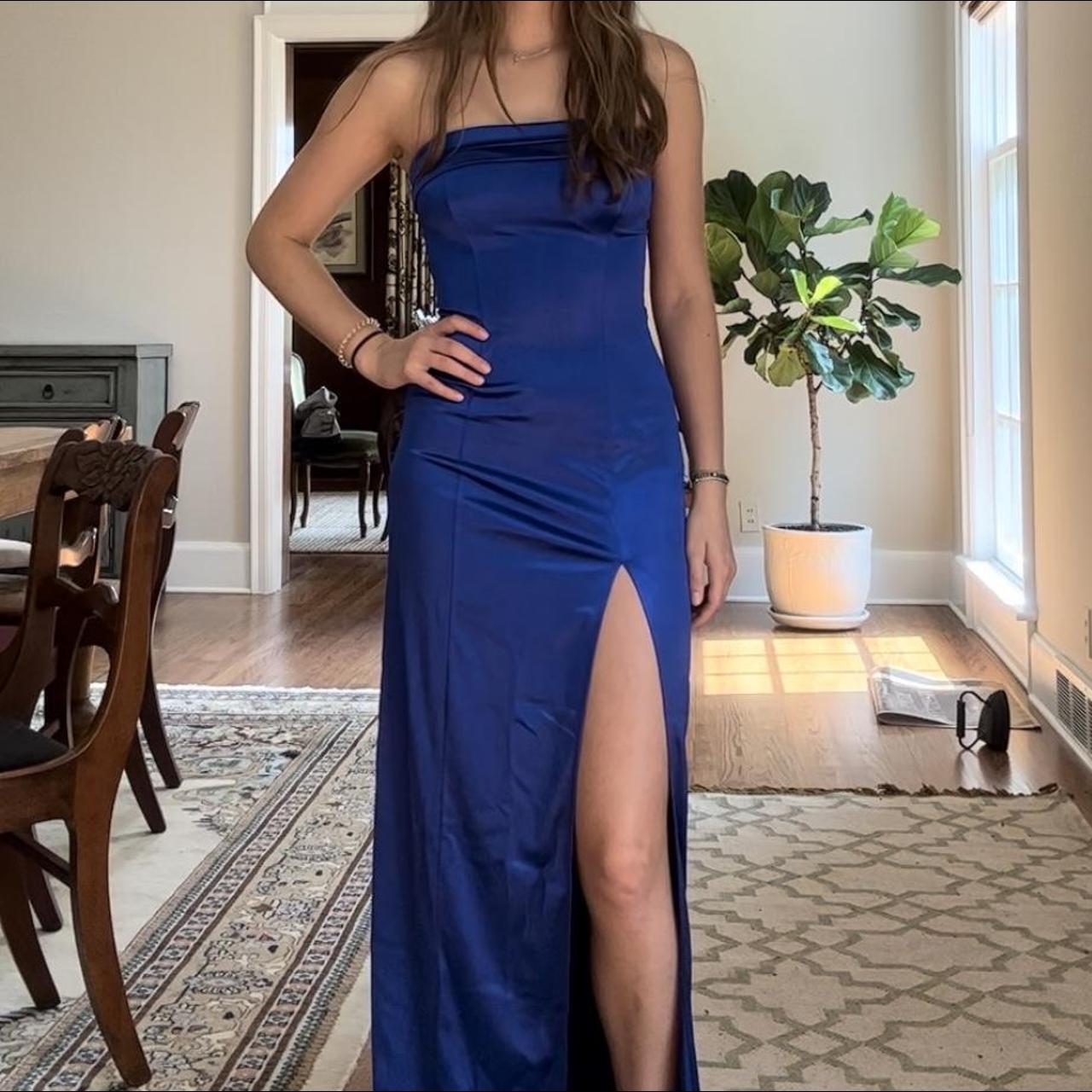 Lucy in the Sky Women's Blue Dress Depop