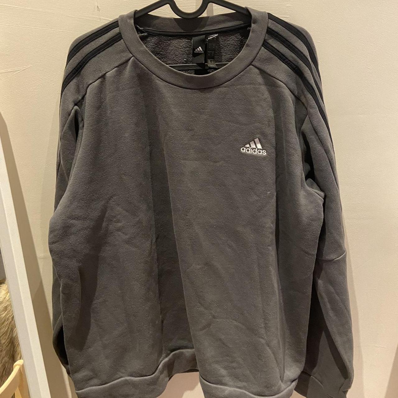 Dark grey Adidas jumper - Depop