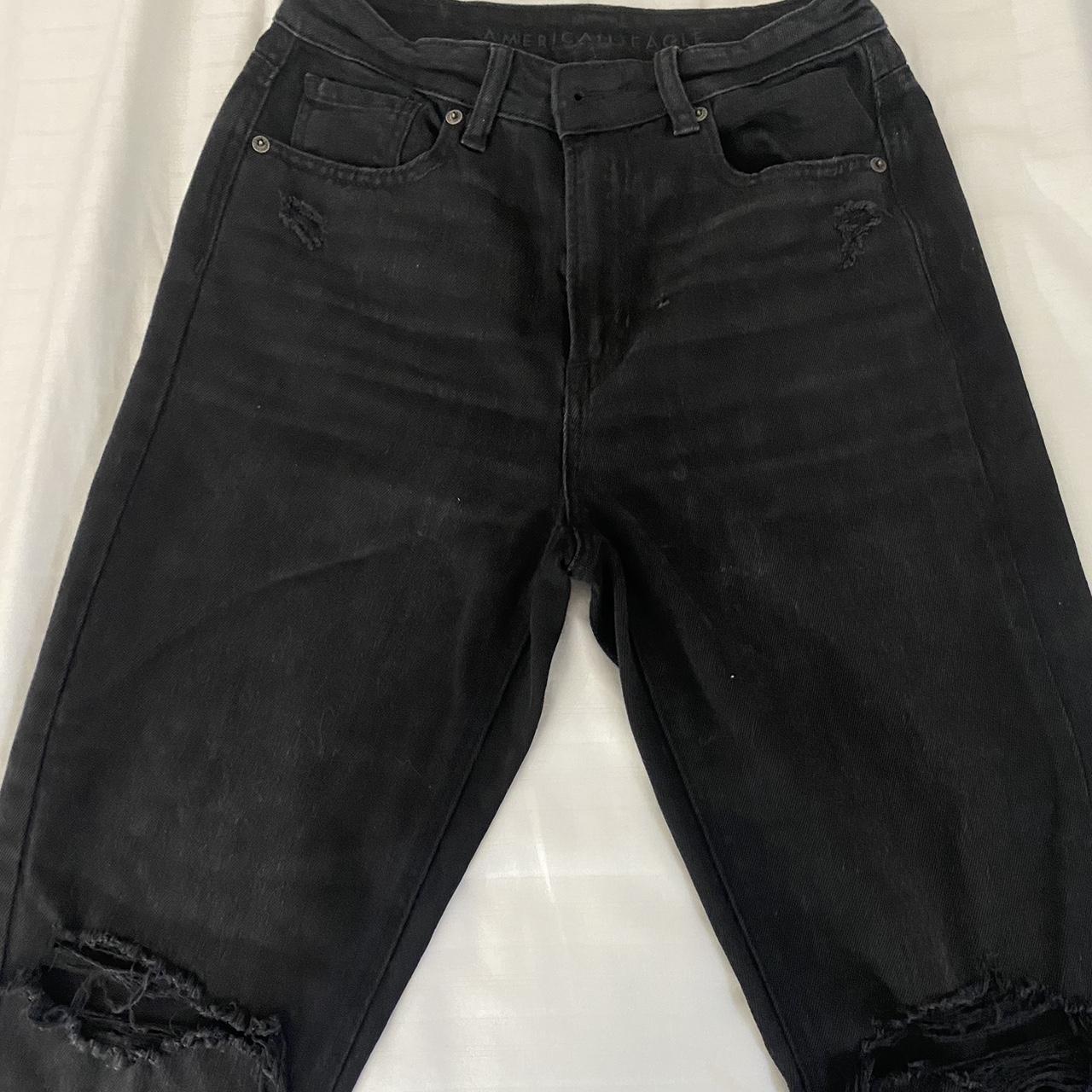 american eagle black jeans size 2 regular rips in... Depop