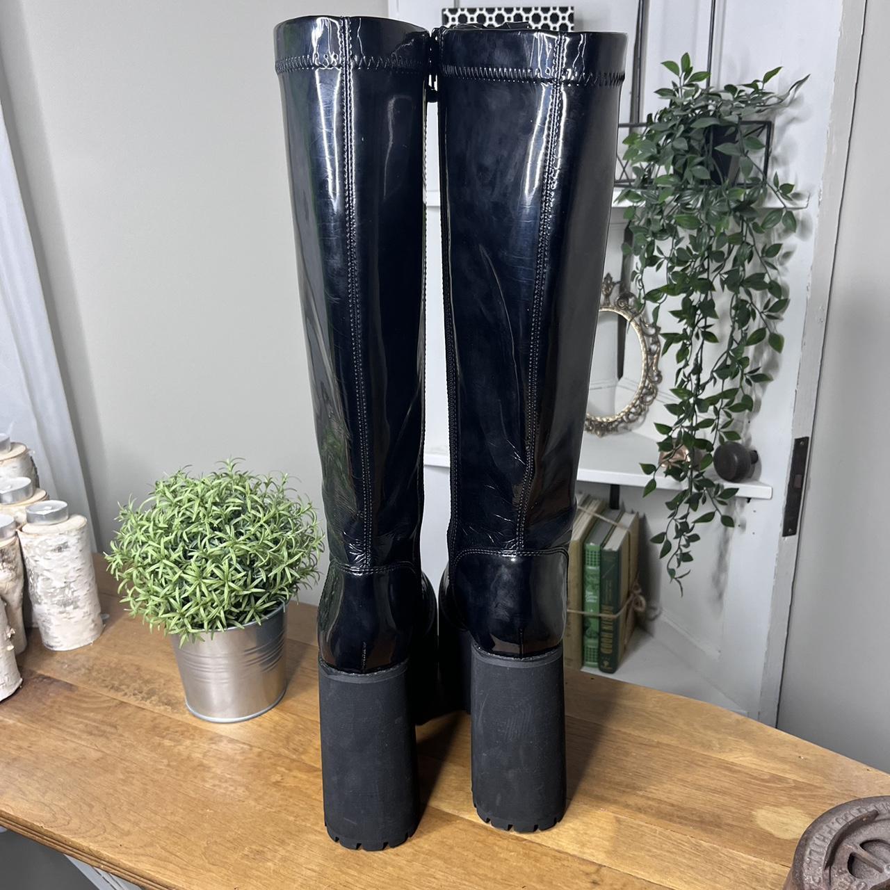 Dolls Kill Widow vegan leather tall platform boots... Depop