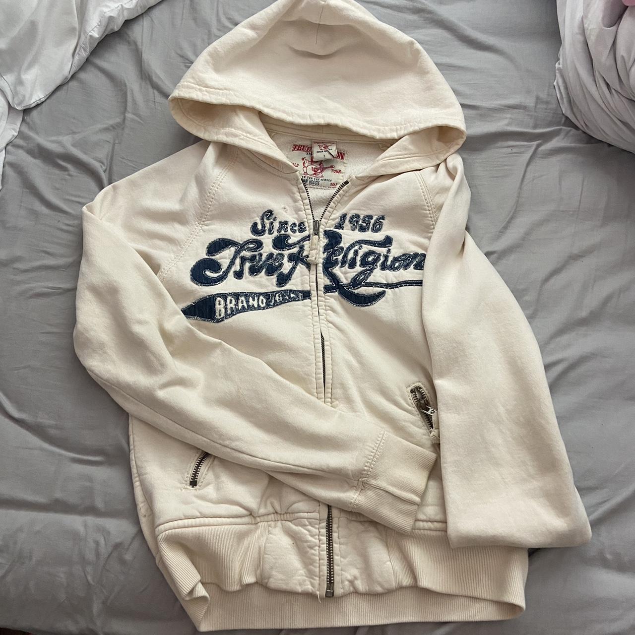 🚨DEPOP PAYMENTS ONLY true religion cream zip up... - Depop