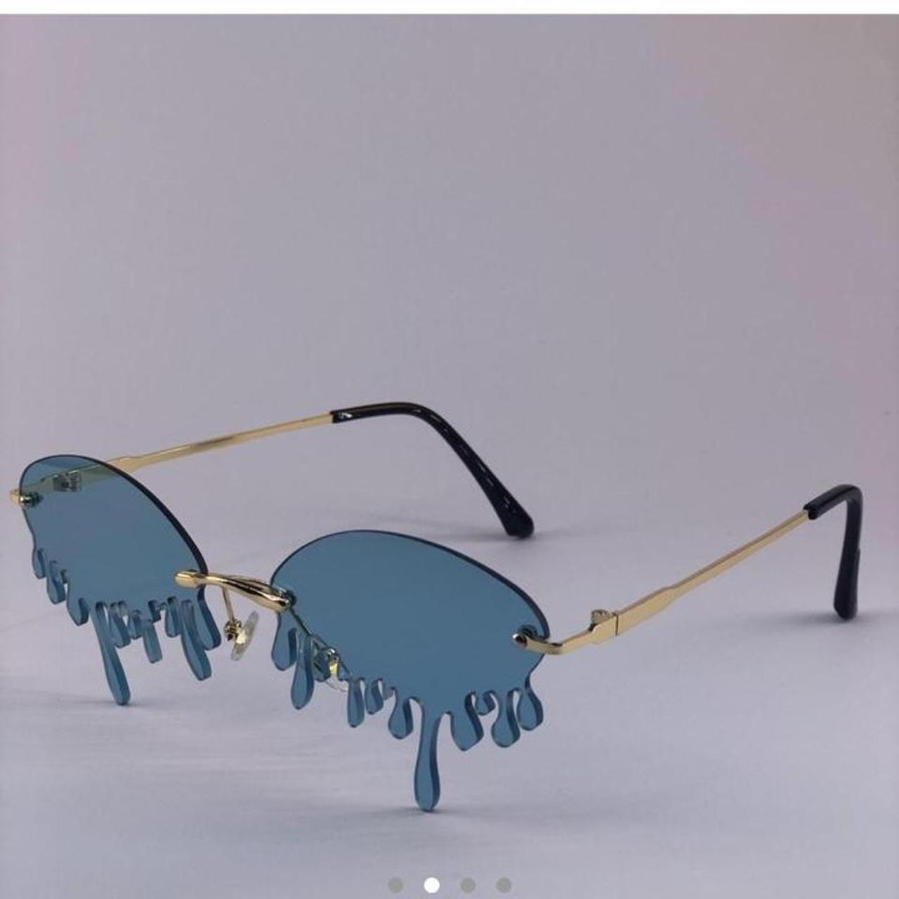 Blue drip sunglasses. Perfect festival wear, going... - Depop