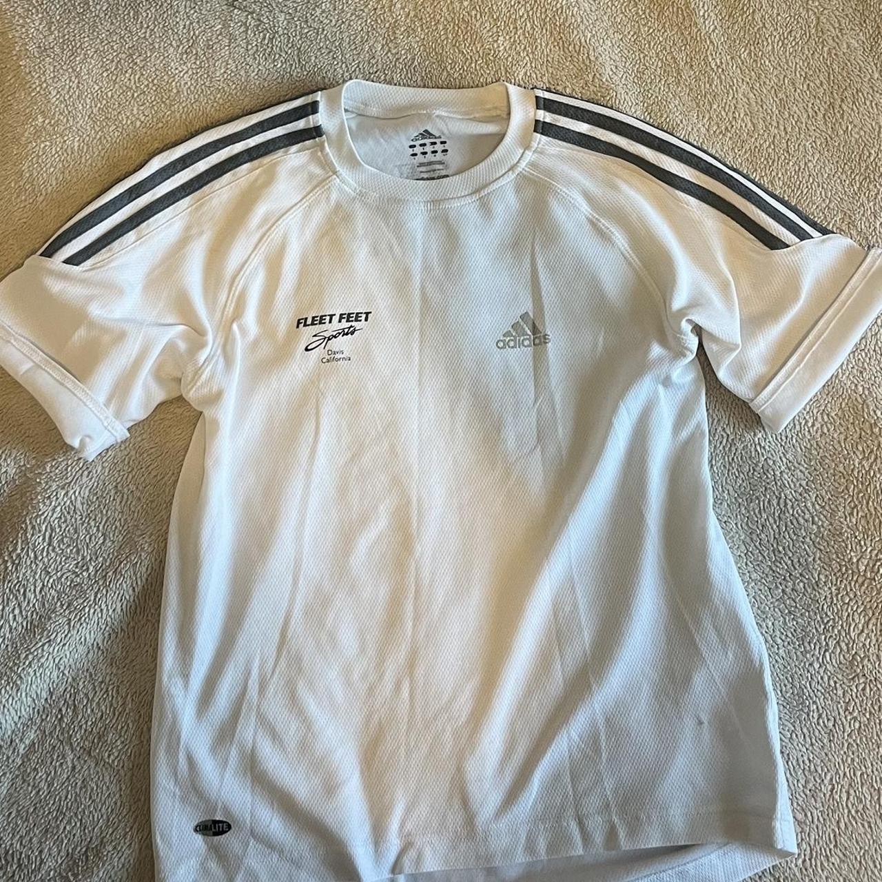 addidas shirt sports material best fits small/medium - Depop