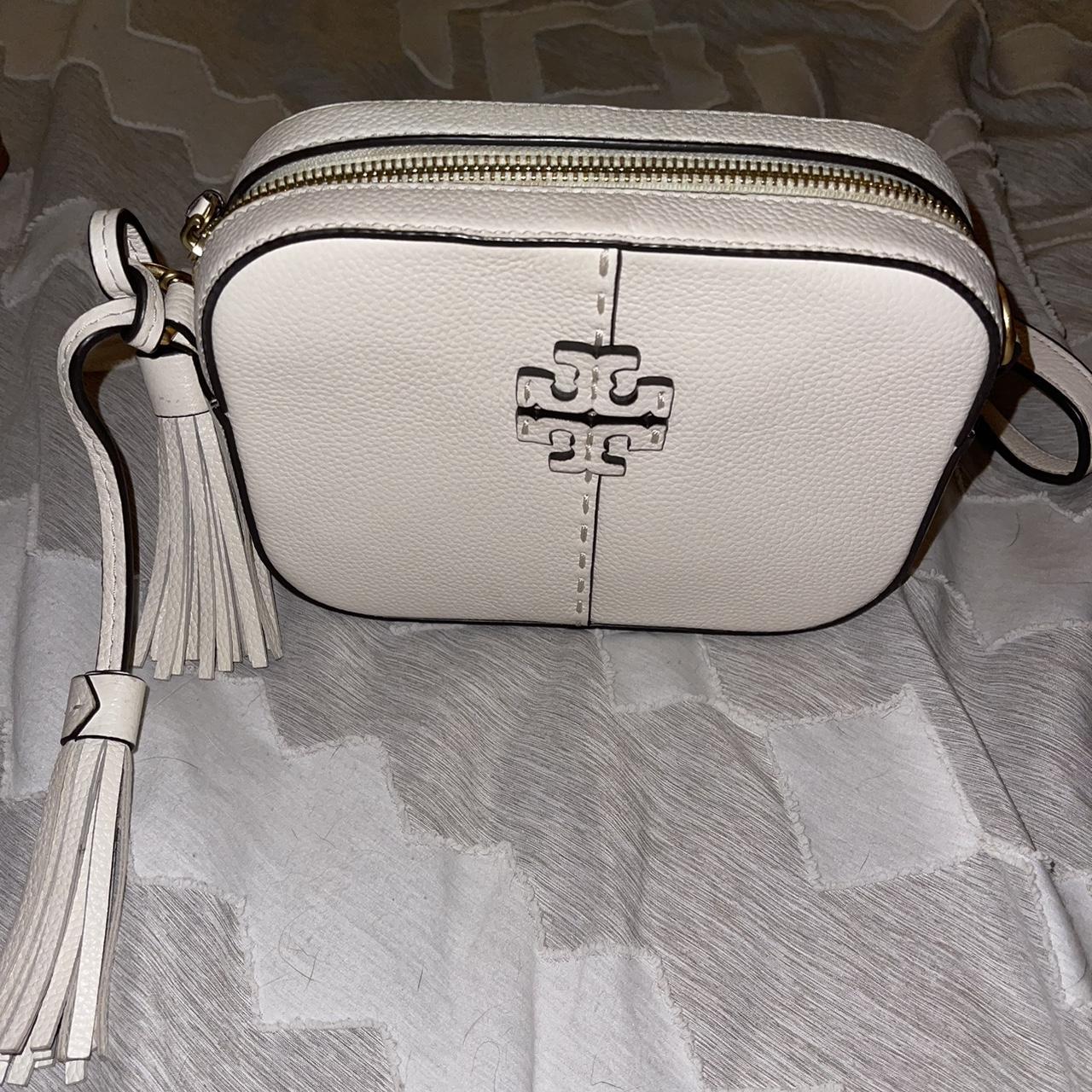 Tory Burch Women's White and Gold Bag | Depop