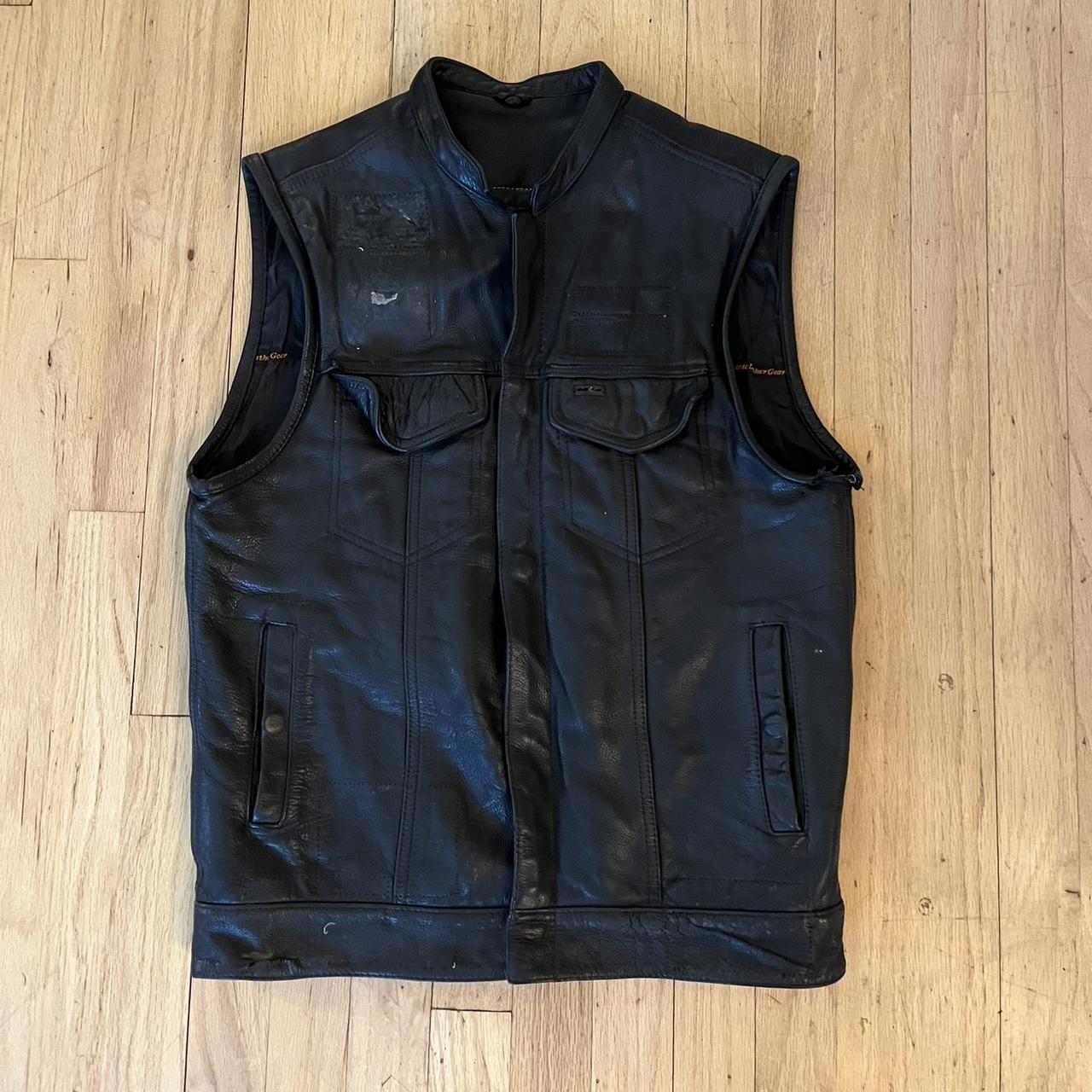 -Vintage first classic leather vest a little bit of... - Depop