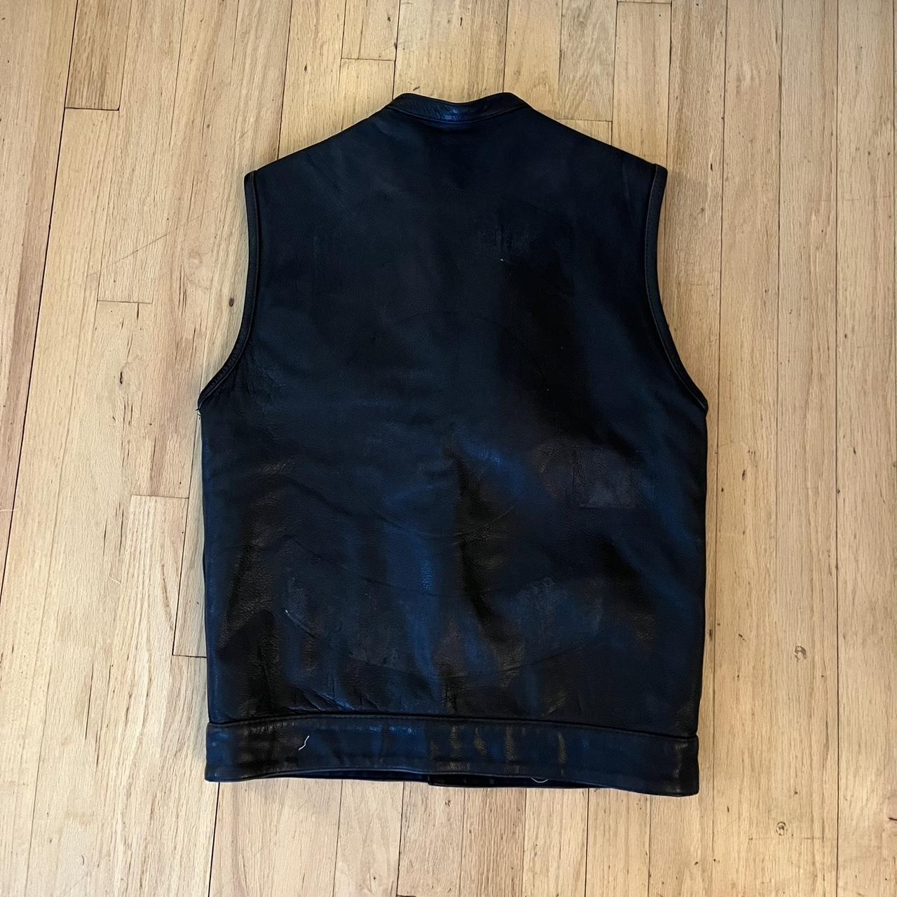 -Vintage first classic leather vest a little bit of... - Depop