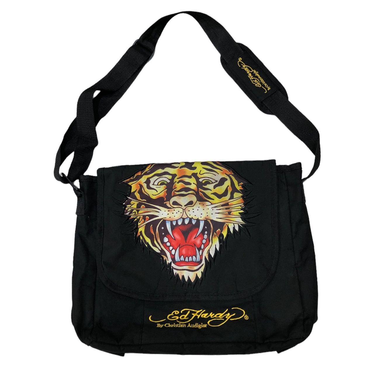 Ed Hardy Women's Black and Yellow Bag | Depop