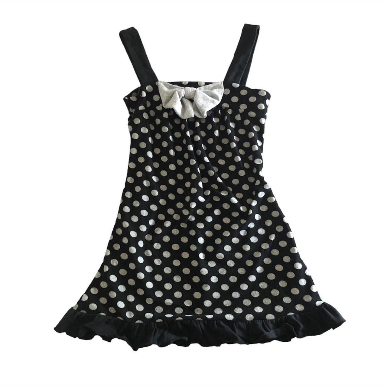 Babydoll polka dot ruffle bow mini dress Vintage 60s... - Depop