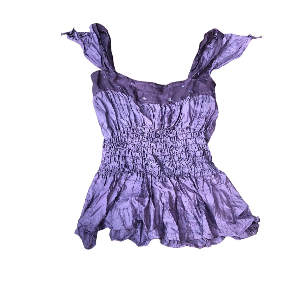 Vintage Babydoll Purple Y2k Top Made In... - Depop