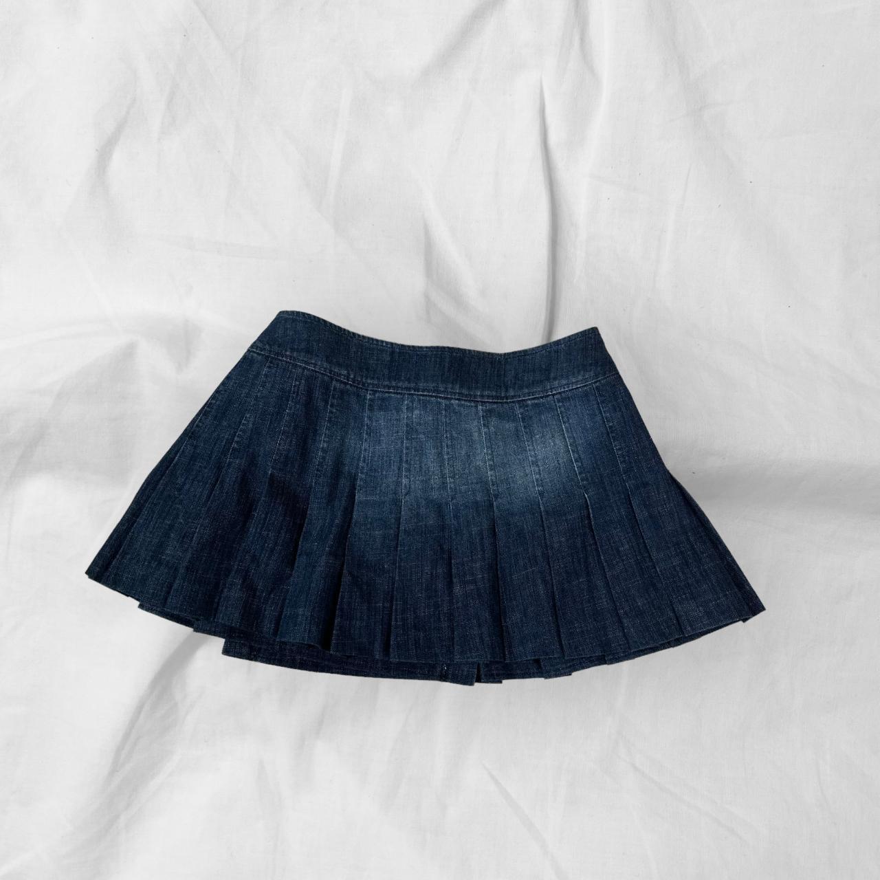 miss sixty denim mini pleated skirt Measurements... - Depop