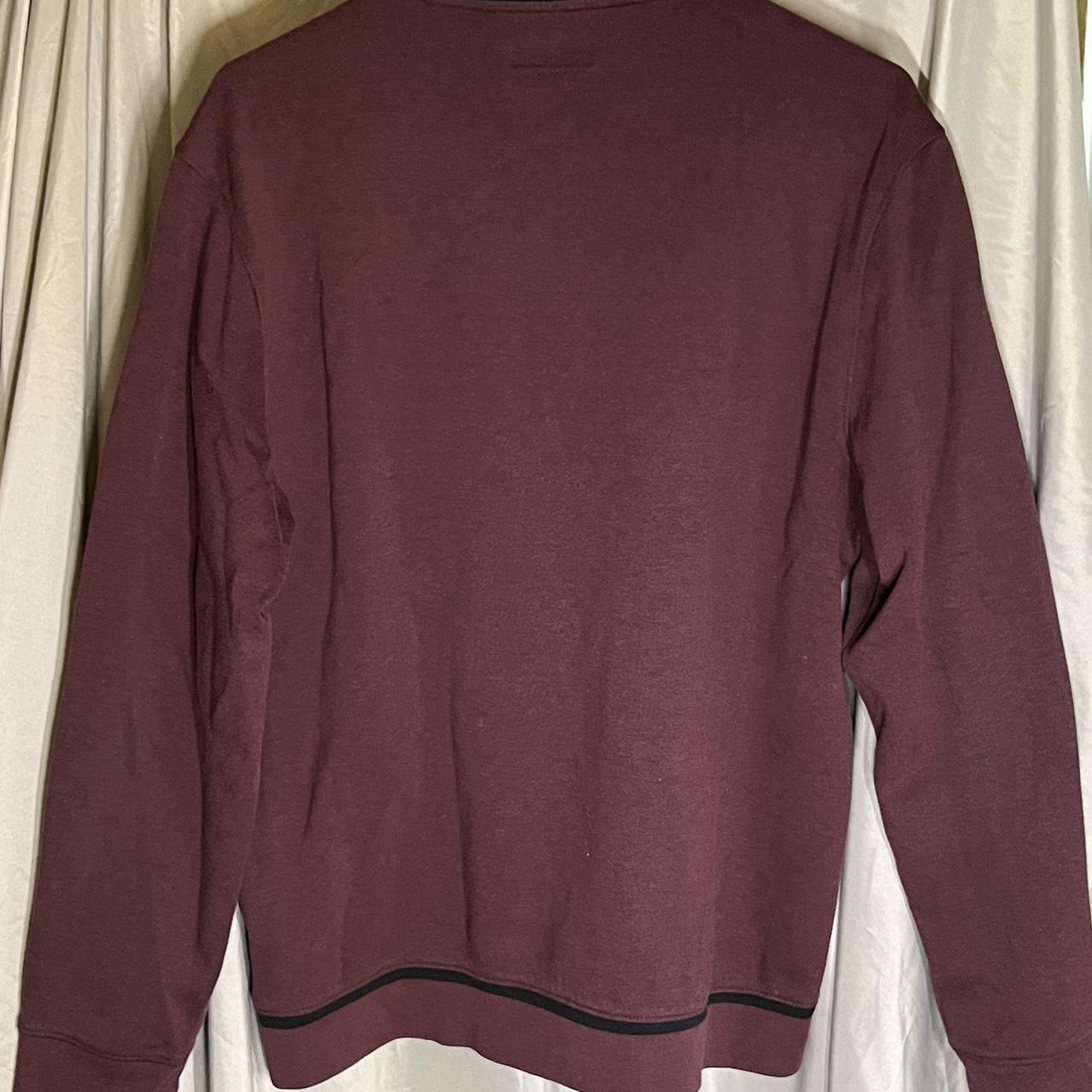 Alfani Burgundy Collarless Long Sleeve Quarter-zip -... - Depop