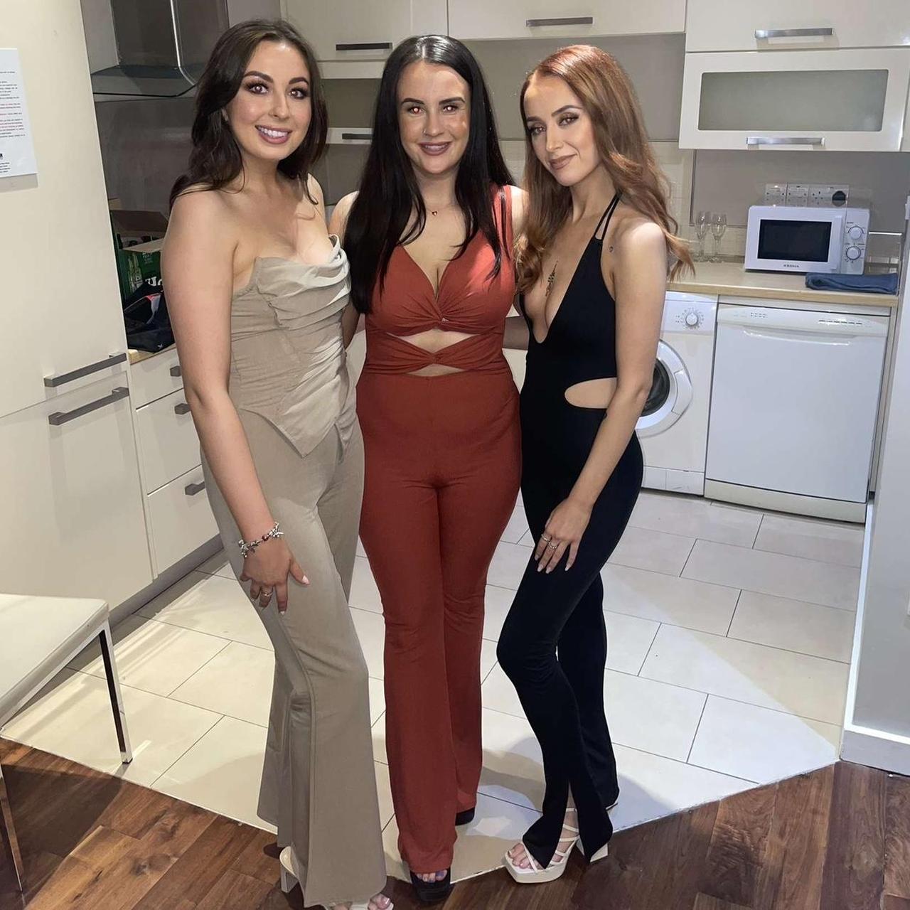 Black Oh Polly Plunge Neck Cut Out Jumpsuit Size... Depop